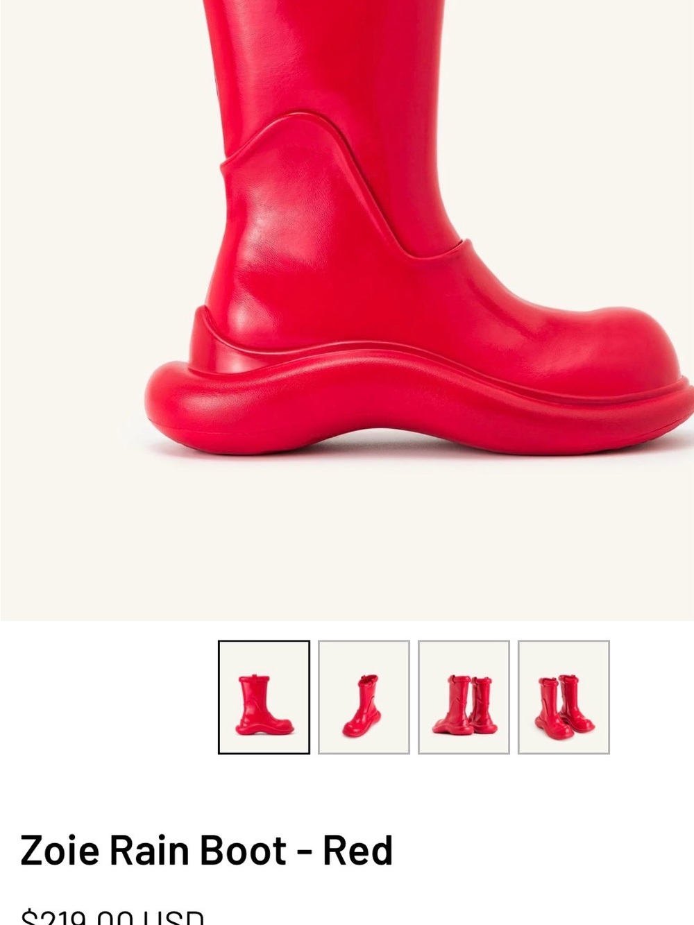 JW PEI Red Sculpted Rain Ankle Boots